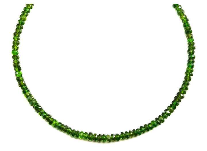 Green Chrome Diopside Necklace Natural Solid Strand 14k Gold Filled or Sterling Silver 18 19 Inch  Faceted Beaded Dainty Simple