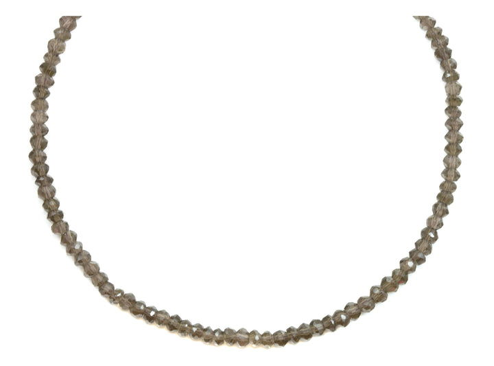 Smoky Quartz  Necklace Sterling Silver or 14k gold fill Solid Strand Smokey Faceted 18 Inch  AAA Natural Brown Gray Faceted Rondelles Simple