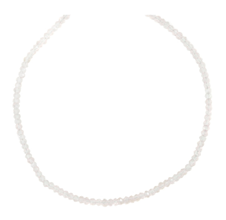 Natural Clear Quartz  Necklace Beaded Sterling Silver or 14k Gold Filled Solid Strand Faceted 18 19 Inch  AAA soft color classic design