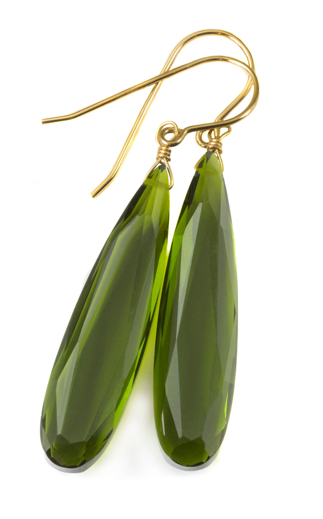 Earrings with dark green (emerald) Murano glass medium pear drops on s –  Diana Ingram