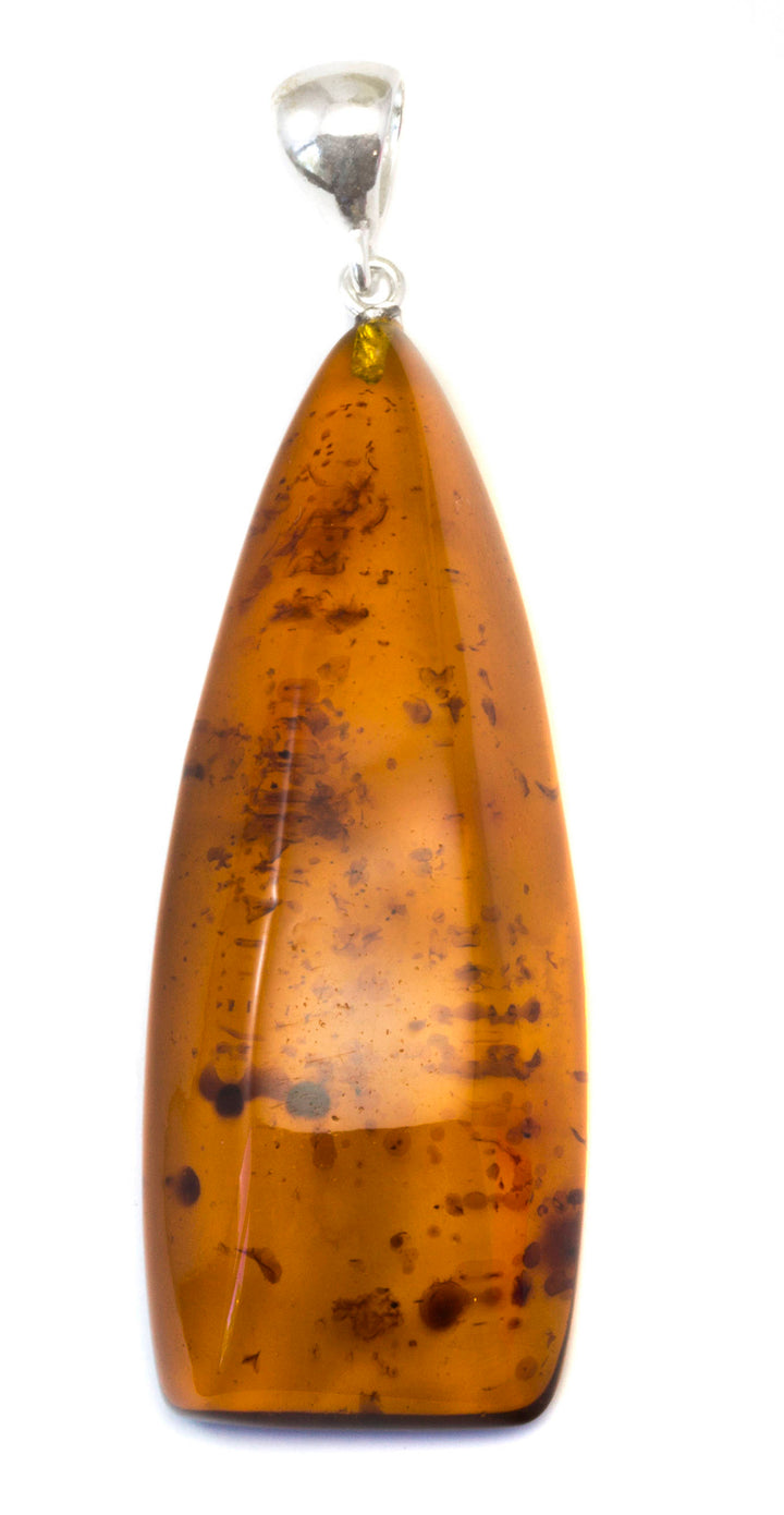 Honey Amber Pendant Baltic Natural Large  Angled Teardrop Shape Sterling Silver Bail Spyglass Designs Unique Cut Long  Classic Simple