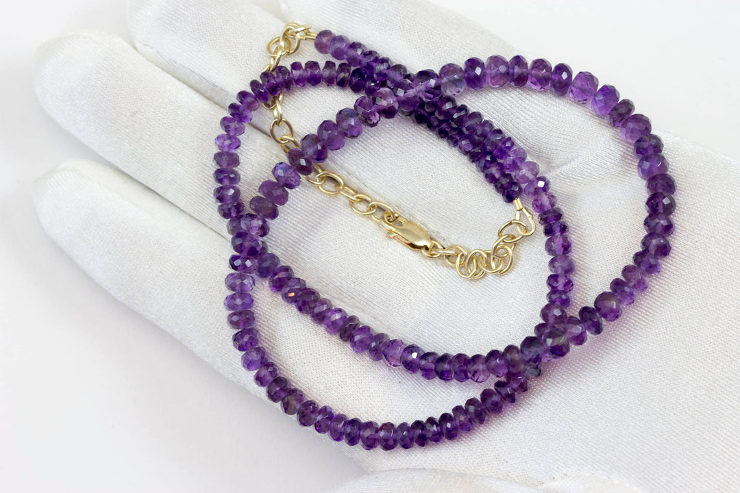 Purple Amethyst Necklace Faceted Solid Sterling Silver or 14k Gold Filled Necklace 20 Inches AAAA Simple Natural Wear Spyglass Designs