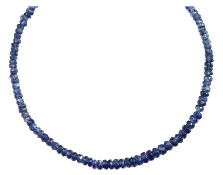 Kyanite Necklace 14k Gold filled or Sterling Silver 18 19 Inch Chain Faceted Natural Earthy Gemstones 4mm Blue Deep Blue Solid Strand