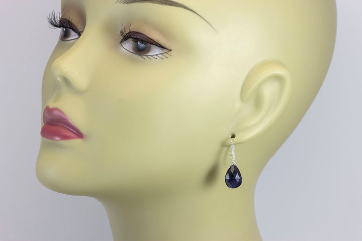 Labradorite Earrings Sterling Silver or 14k Gold or Filled  faceted Teardrop AAA Blue Flash Pear Shape Natural Dark Blue Simple Dainty Drops