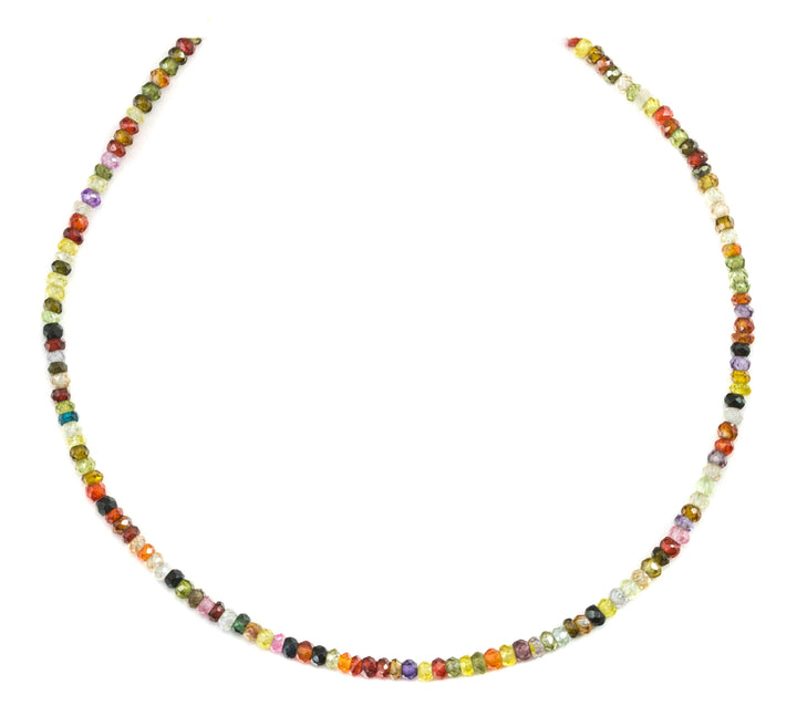 CZ Necklace 14k Gold Filled  Chain Link Faceted  18 19 Inches Multicolors  Single Solid Strand Red Orange Purple Pink Green Dainty Simple