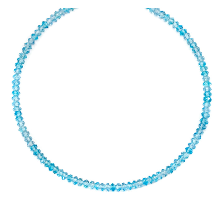 Swiss Blue Topaz  Necklace 14k Gold Filled or Sterling Silver Solid Strand dainty natural  18 19 Inches AAA Quality Faceted Rondelle Stones