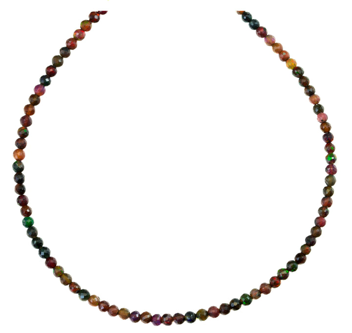 Black Fire Opal Necklace Natural 14k gold filled Faceted 18 19 Inch AAA Solid Strand Rondelles  Fire Iridescence AAA  Classic Simple