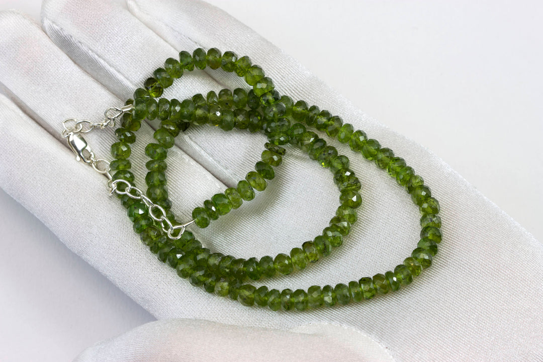 Vesuvianite Necklace Natural Green 14k gold filled or Sterling Silver Faceted 20 Inch AAA Solid Strand 5mm 6mm AAA Classic Simple Rare Stone