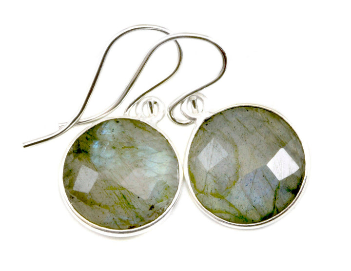 Blue Flash Labradorite Earrings Small Simple Drops Bezel Set Round Drop Dangle Solid  14k Gold or Filled or Sterling Silver Dainty Daily
