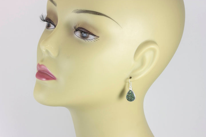 Peacock Green Drusy Earrings Druzy Teardrop Sterling silver or 14k solid gold or filled  Bezel Set Simple Drops Spyglass Designs
