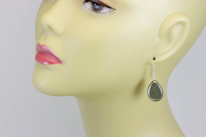 Natural Pyrite Earrings 14k solid gold or filled or Sterling Silver French Ear Wires Natural Smooth Teardrops Earthy Golden Daily Neutral