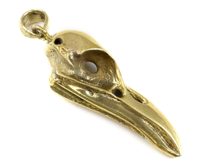 Raven Bird Skull Necklace Pendant Large sculpted carved cast design unique one of a kind 2 Inches Man's Men Spyglass Designs