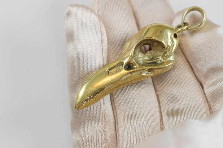 Raven Bird Skull Necklace Pendant Large sculpted carved cast design unique one of a kind 2 Inches Man's Men Spyglass Designs