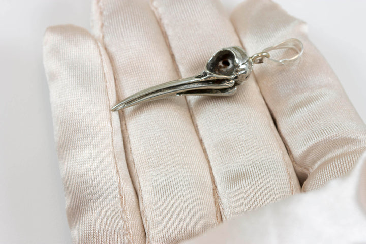 Hummingbird Bird Skull Necklace Pendant Large sculpted carved quality cast design unique one of a kind 1.8 Inches Spyglass Designs