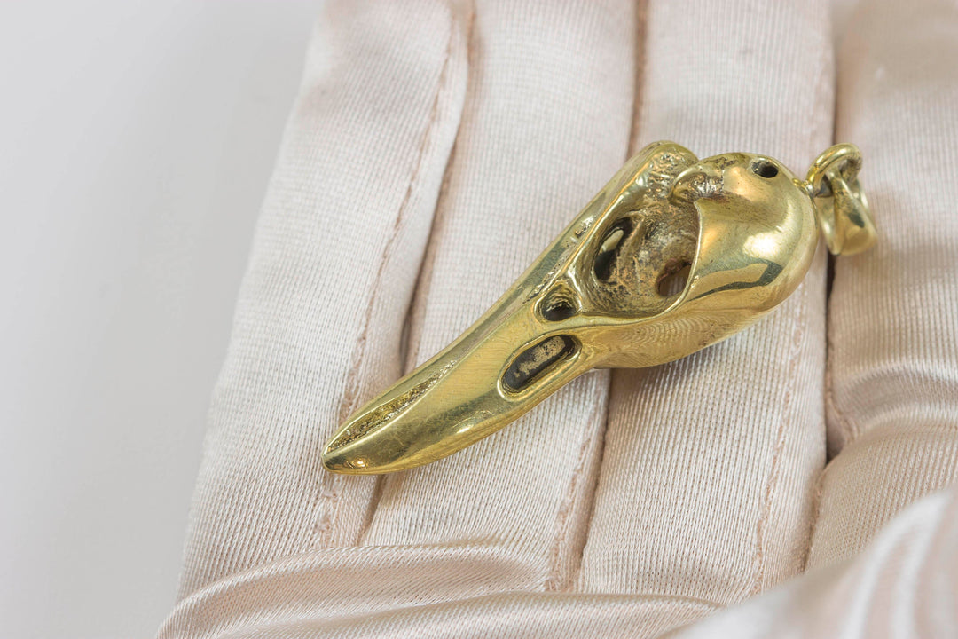 Raven Bird Skull Necklace Pendant Large sculpted carved cast design unique one of a kind 2 Inches Man's Men Spyglass Designs