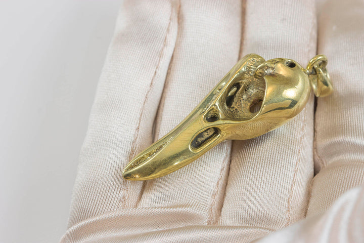 Raven Bird Skull Necklace Pendant Large sculpted carved cast design unique one of a kind 2 Inches Man's Men Spyglass Designs