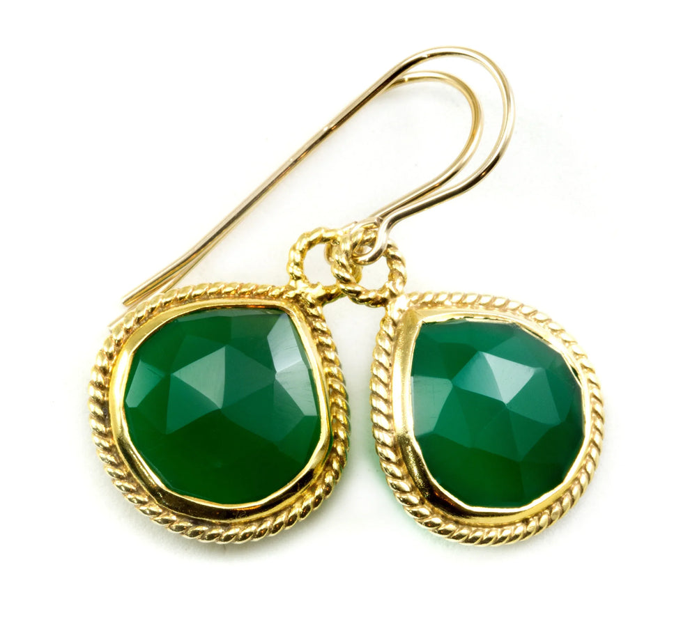 Green Onyx Earrings Faceted