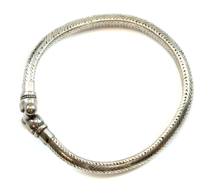 Men's Women's Silver Bracelet Tibetan Handmade Hook Clasp Large Chunky Snake Style 7 7.25 7.5 Inches special bar clasp Earthy Everyday