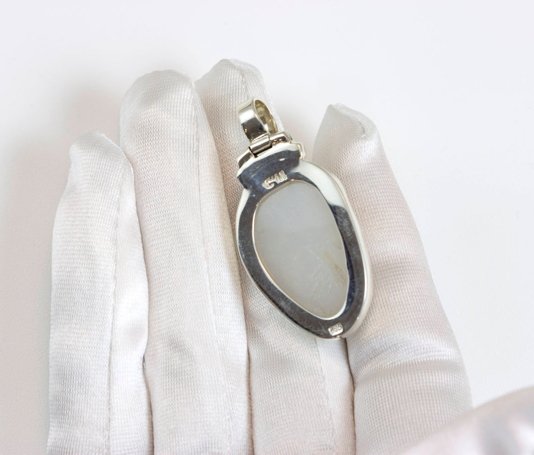 Bird Skull Necklace Drusy Pendant Large sculpted quality cast design unique White Druzy Bezel Set 1.8 Inches Sterling Silver and Brass