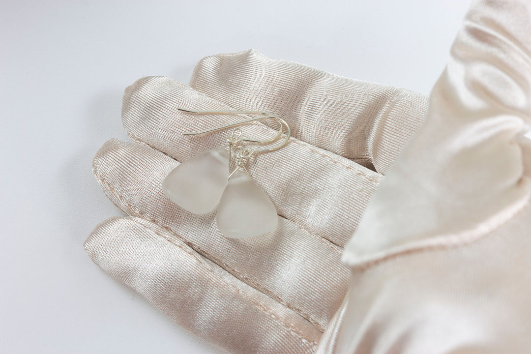 Clear Quartz Earrings Frosted Matte Finish Curved Petal Teardrop Drops 14k Solid Gold or Filled or Sterling Silver Smooth Classic Simple