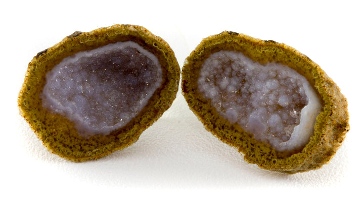 Baby Geode Earrings Tabasco Soft White Gray Druzy Post Studs 14k Gold Filled Small Natural Drusy Quartz Halved Geodes Paired AAA