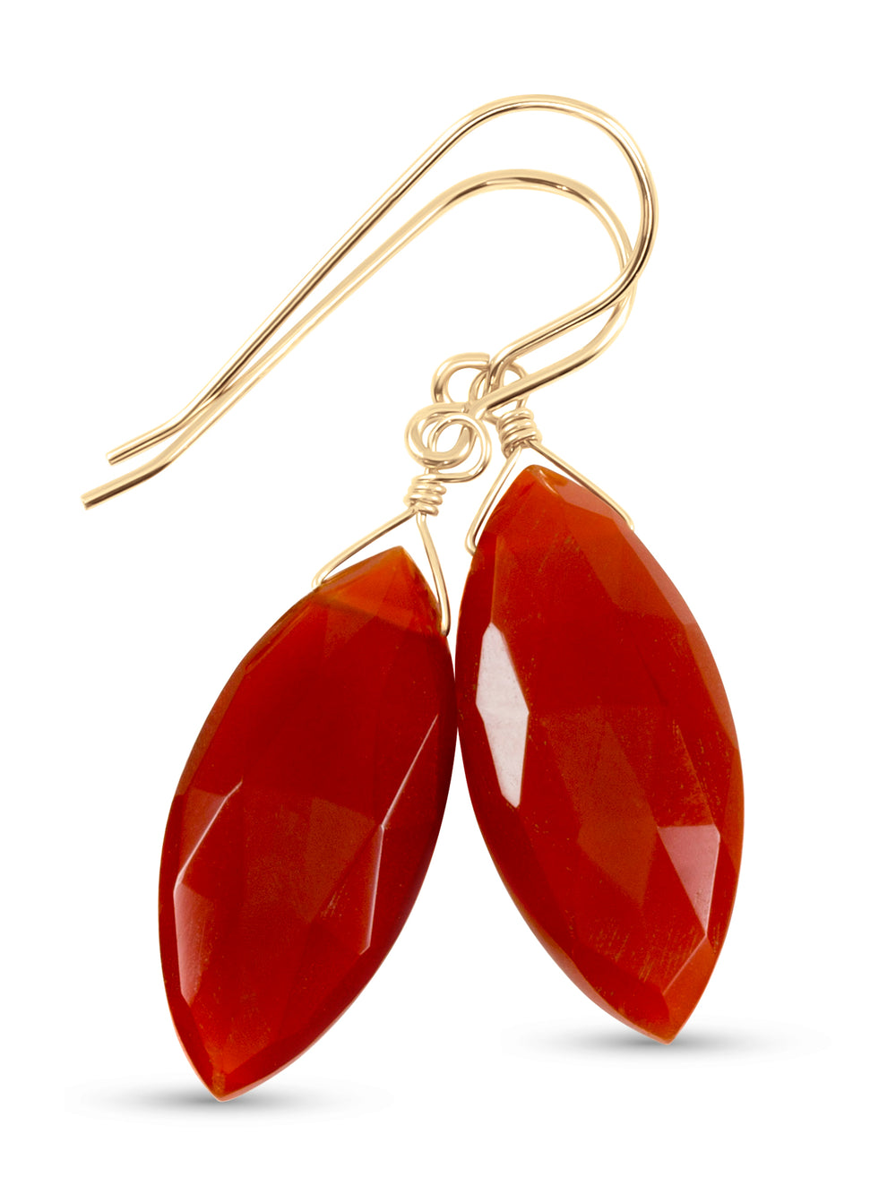 Carnelian Earrings Orange Faceted