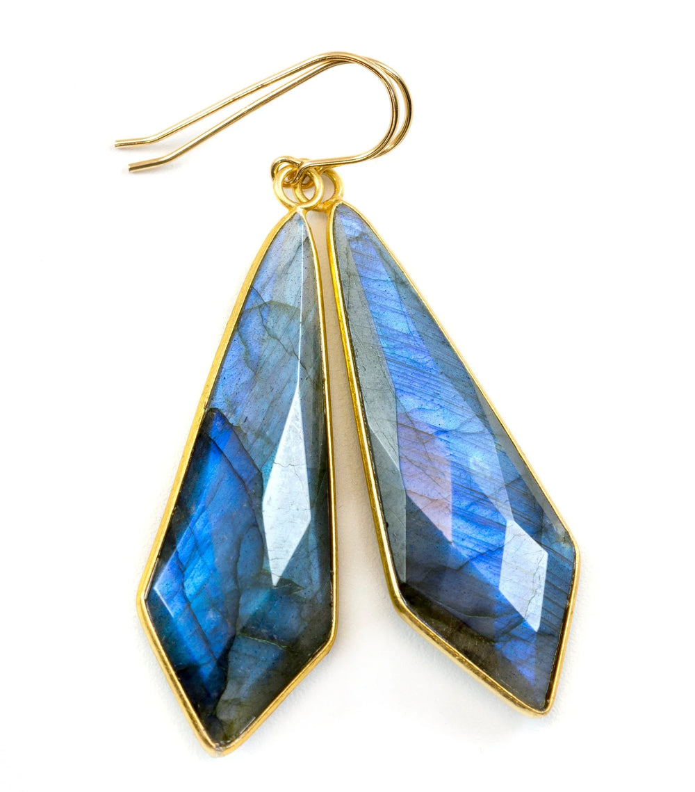 Labradorite Earrings Blue Faceted