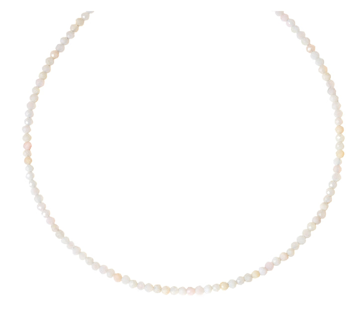 Pink Opal Necklace Natural White and Pink Mix Solid Strand Dainty Small Sterling Silver 14k Gold Filled Micro Faceted 18 19 Inches Simple