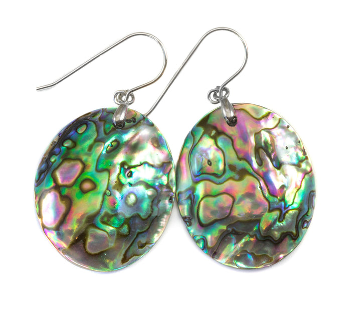 Abalone Paua Shell Teardrop Earrings Oval Natural Peacock Colors 14k Solid Gold or Filled or Sterling Silver Blue Iridescent Drops