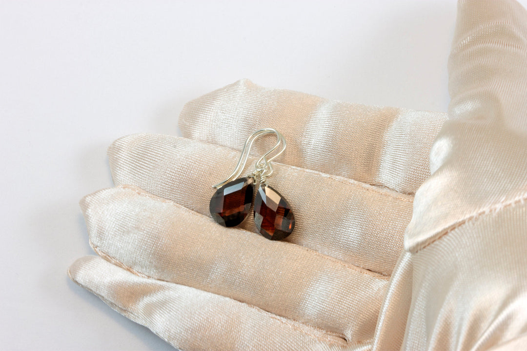 Chocolate Sim Diamond Cubic Zirconia Earrings Teardrop Pear Briolettes AAA CZ  14k Solid Gold or Filled or Sterling Silver  Classic Drops