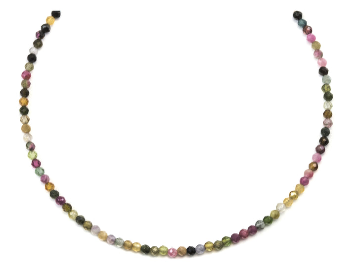 Multi Colored Tourmaline Necklace Natural Earthy Solid Strand Dainty Small Sterling Silver 14k Gold Filled Micro Faceted 18 19 Inches Simple