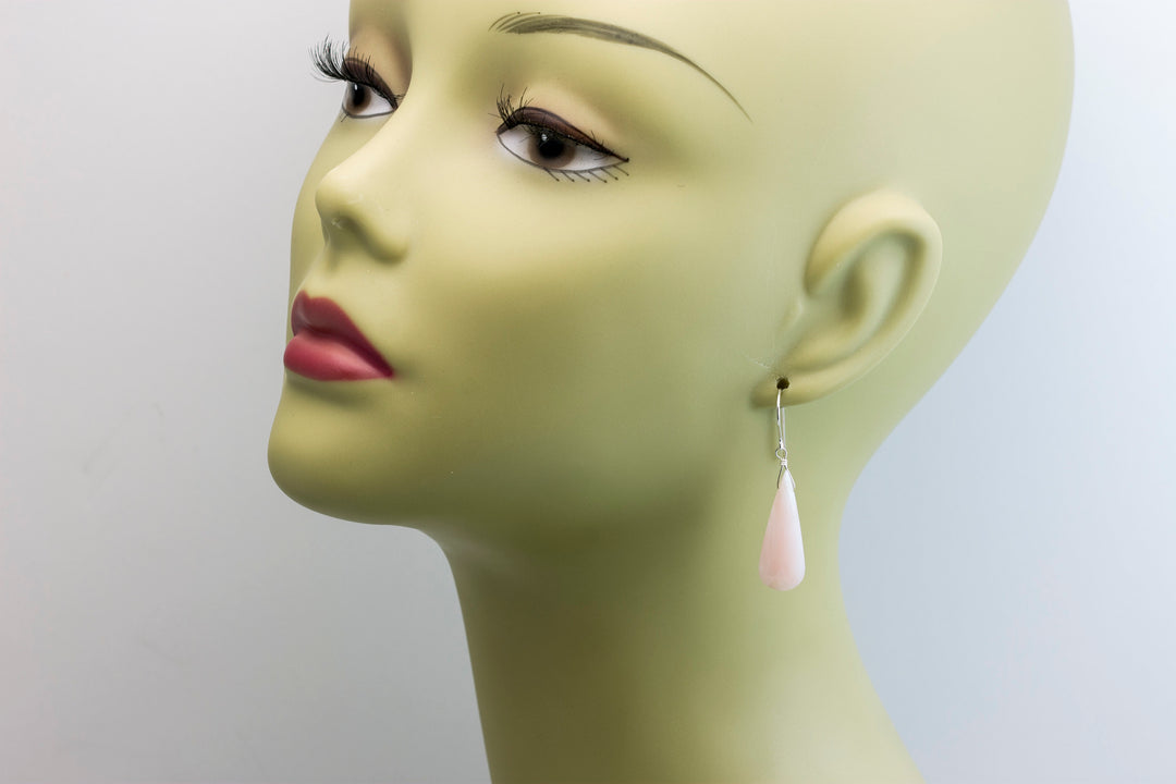 Pink Peruvian Opal Earrings Faceted Long Pear Teardrops 14k Solid Yellow Gold or Filled or Sterling Silver Simple Soft Pink Opals Earthy