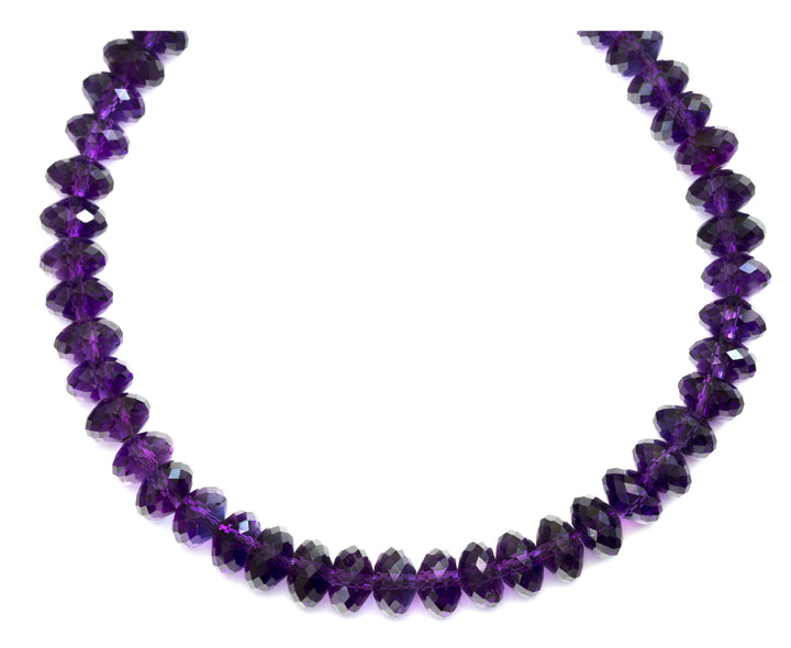 Amethyst Necklace 14k Gold Filled 20 Inch Beaded Chain Link Faceted Natural Earthy Deep Purple Solid Strand 8mm Micro Faceting