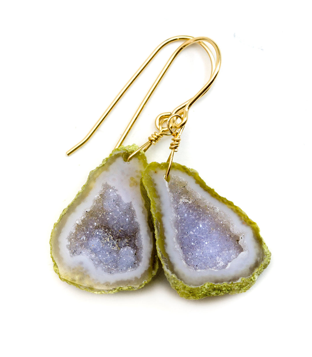 Baby Geode Earrings Tabasco White  Druzy Oval 14k Gold Filled Polished Drusy Paired AAA Natural Fine Small Drusy Geodes Earthy Drops