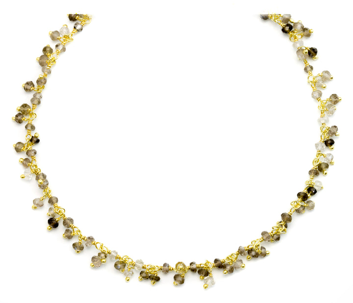 Smoky Quartz Necklace Chain Smokey Beaded 14k Gold Fill 18 19 Inches Smokey Faceted Quartz Cluster Style Spyglass Designs Sparkly