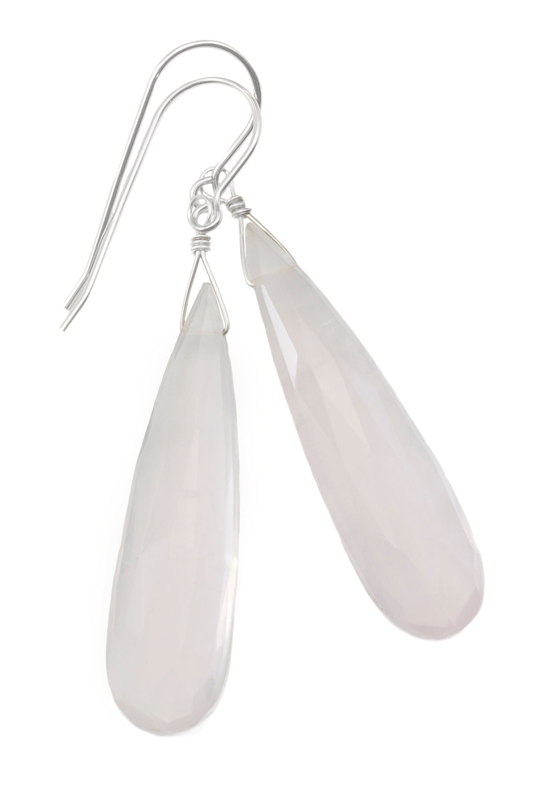 Rose Quartz Earrings X Long Soft Pink Faceted Pear Long Teardrop Dangle Sterling Silver or 14k Solid Yellow Gold or Filled Natural 2 Inches