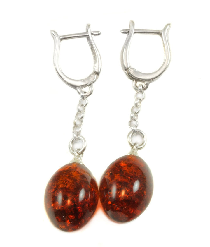 Amber Earrings Sterling Silver Dark Honey Smooth Fat Teardrop Natural Briolettes Dangles Sterling Silver Fancy Leverbacks Latch Back