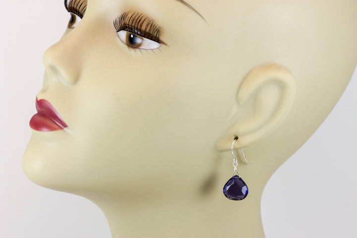 Lavender Simulated Tanzanite Earrings Faceted drop Soft Purple Color Sterling Silver or 14k Solid Gold or Filled Everyday Classic Simple