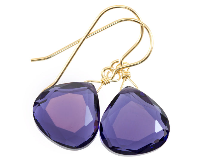 Lavender Simulated Tanzanite Earrings Faceted drop Soft Purple Color Sterling Silver or 14k Solid Gold or Filled Everyday Classic Simple