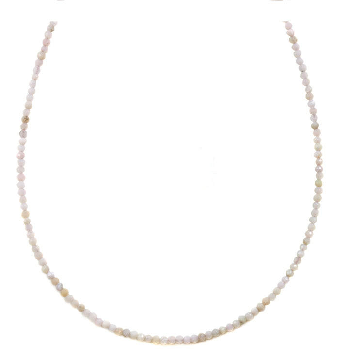 Pink Opal Necklace Sterling Silver or 14k Gold Filled  18 19 Inch Faceted Solid Strand Natural Faceted Simple Small Tiny 2mm Pale Soft Pink