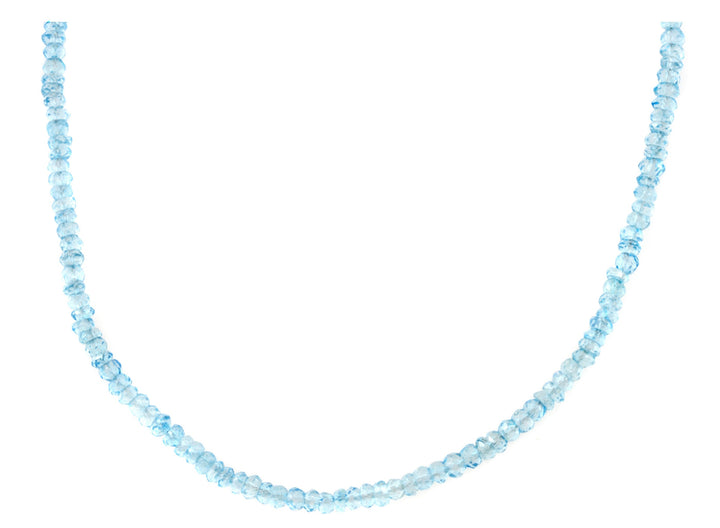 Blue Topaz  Necklace 14k Gold Filled or Sterling Silver Solid Strand dainty natural  18 19 Inches Quality Faceted Rondelle Stones