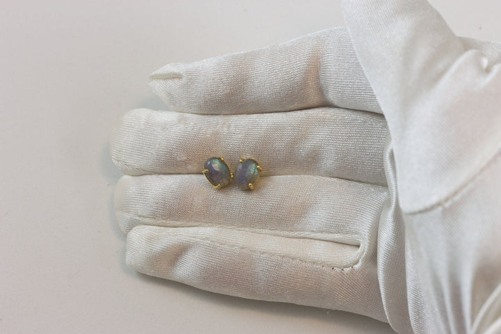 Labradorite Earrings Oval Post Studs 14k Gold Filled  blue flash faceted oval stones simple classic 10mm simple everyday dainty classic