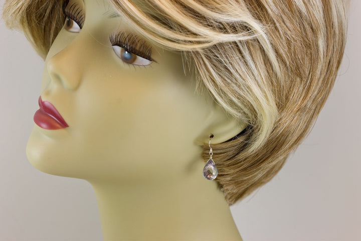 Tanzanite Simulated Earrings Facet Briolette Light Pale Blue Lavender Color Sterling Silver or 14k Solid Gold or Filled Classic Simple Drops