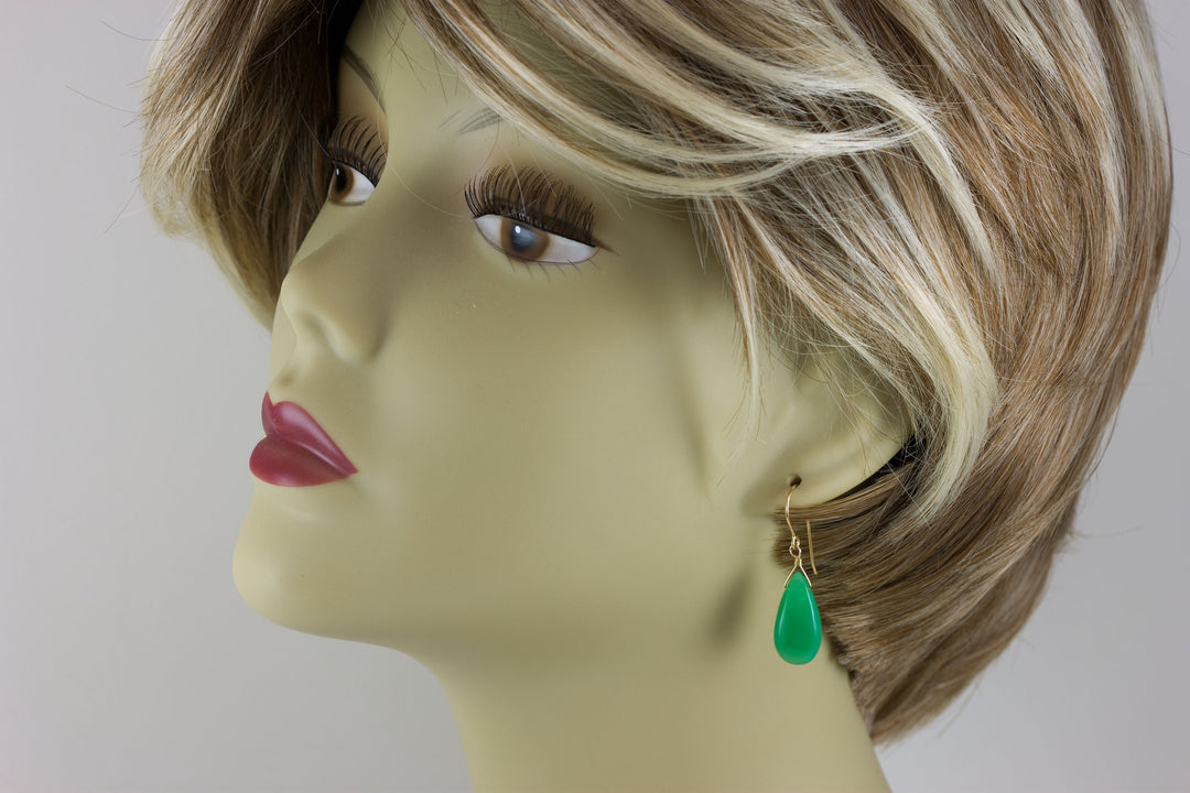 Green Aventurine Earrings Teardrop Pear Shaped Smooth 14k Solid Gold or Filled or Sterling Silver Great Unique Natural Daily Simple  Drops