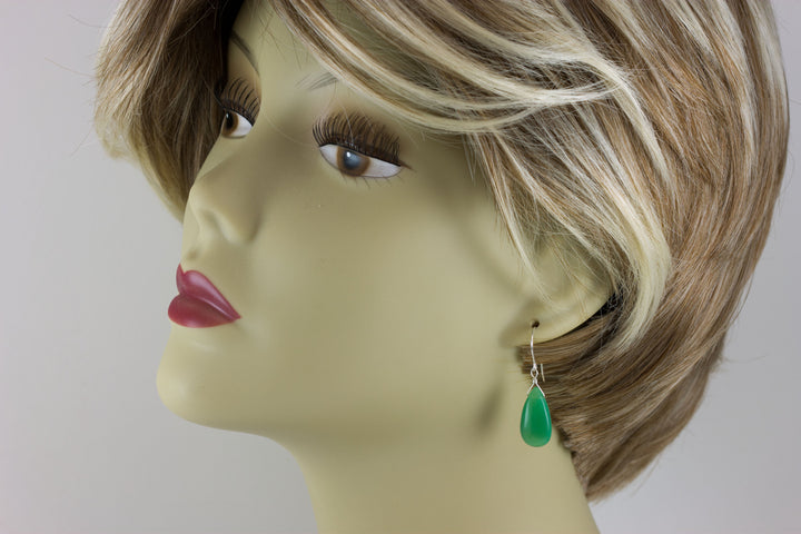 Green Aventurine Earrings Teardrop Pear Shaped Smooth 14k Solid Gold or Filled or Sterling Silver Great Unique Natural Daily Simple  Drops