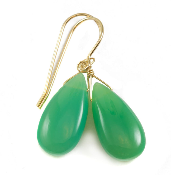 Green Aventurine Earrings Teardrop Pear Shaped Smooth 14k Solid Gold or Filled or Sterling Silver Great Unique Natural Daily Simple  Drops