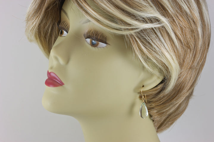 Green Amethyst Earrings Prasiolite Smooth Long Pear Teardrop 14k Solid Gold or Filled or Sterling Silver Simply Daily Pale Soft Green Drop