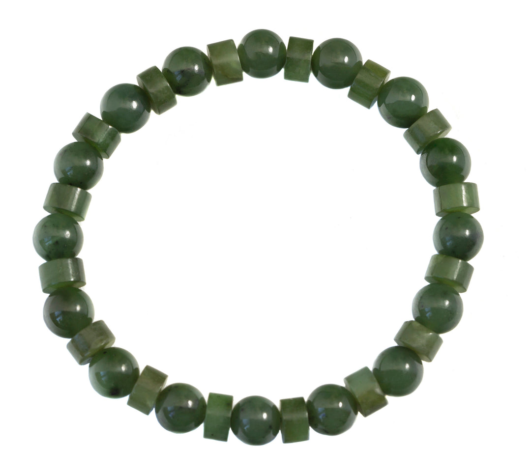 Jade Bracelet Green Nephrite Adjustable 7 8 Inches Inch Simple Everyday Stretch Easy Wear Natural Stones Different Shapes Round  Teardrop