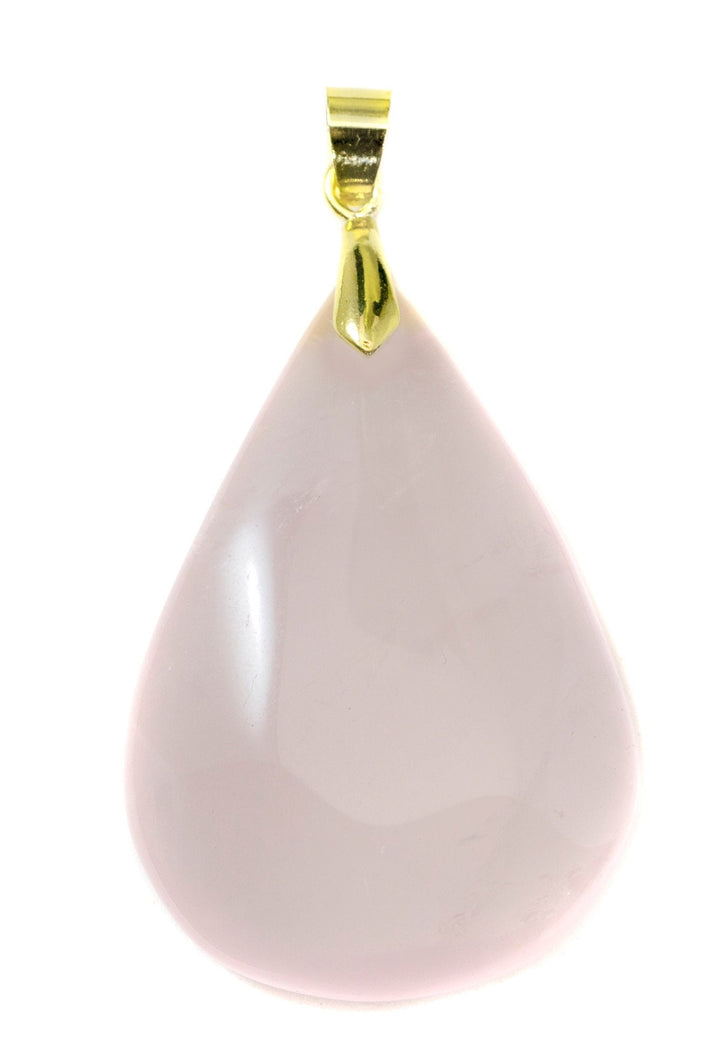 Rose Quartz Necklace Pendant Large Smooth Pink Teardrop Silver or Gold Plate Bail 75 carats Simple Natural Stone 2.2 Inch Spyglass Designs