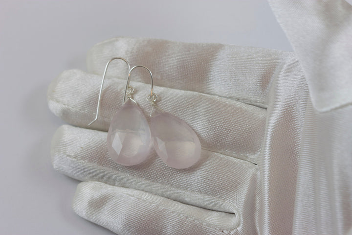 Rose Quartz Necklace Pendant Large Smooth Pink Teardrop Silver or Gold Plate Bail 75 carats Simple Natural Stone 2.2 Inch Spyglass Designs